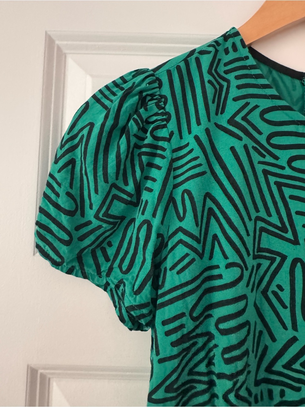 Nooworks Green Geometric Short Sleeve Swing Dress - Picture 3 of 4